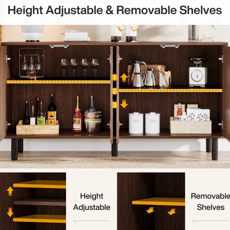 Cheap Tribesigns 55.1" Sideboard Buffet, Kitchen Sideboard Storage Cabinet with 4 Doors