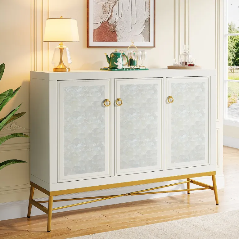 Outlet Tribesigns 45" Sideboard Buffet, Kitchen Storage Cabinet with Adjustable Shelves