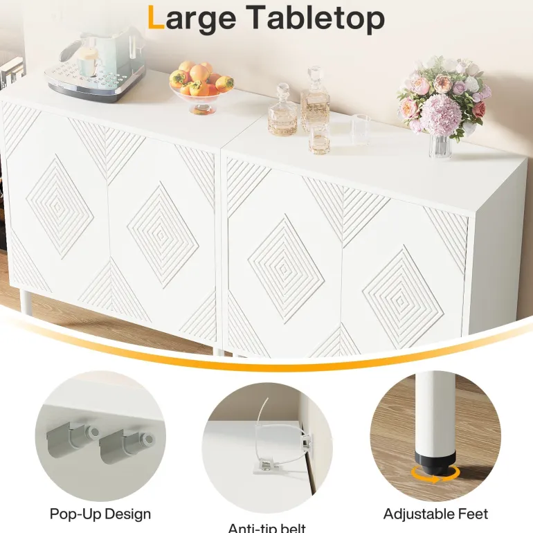 Best Sale Tribesigns 57" Sideboard Buffet, Storage Buffet Cabinet with Adjustable Shelves