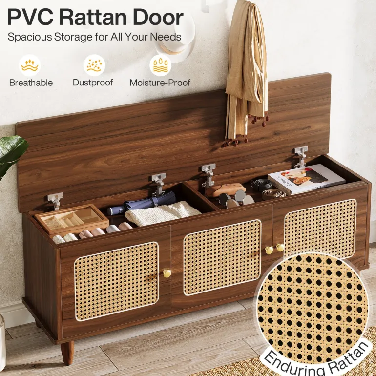 Discount Tribesigns 55" Storage Bench, 2 - Tier Shoe Bench with Lift Top Storage