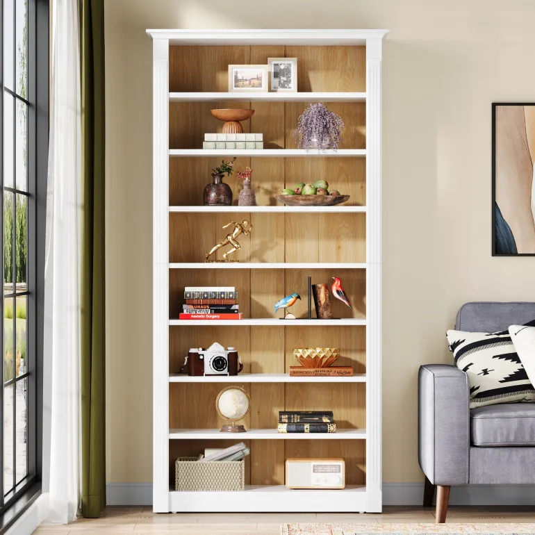 Fashion Tribesigns 70.9" Tall Bookcase, Modern 8-Tier Bookshelf Freestanding Display Shelf