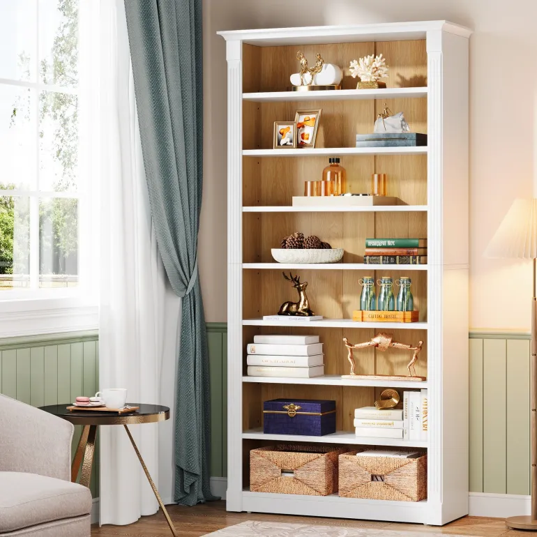 Fashion Tribesigns 70.9" Tall Bookcase, Modern 8-Tier Bookshelf Freestanding Display Shelf