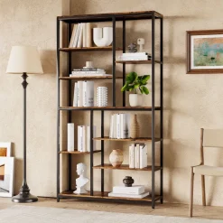 New Tribesigns 79" Tall Bookshelf, 8 - Tier Staggered Etagere Bookcase Shelving Unit