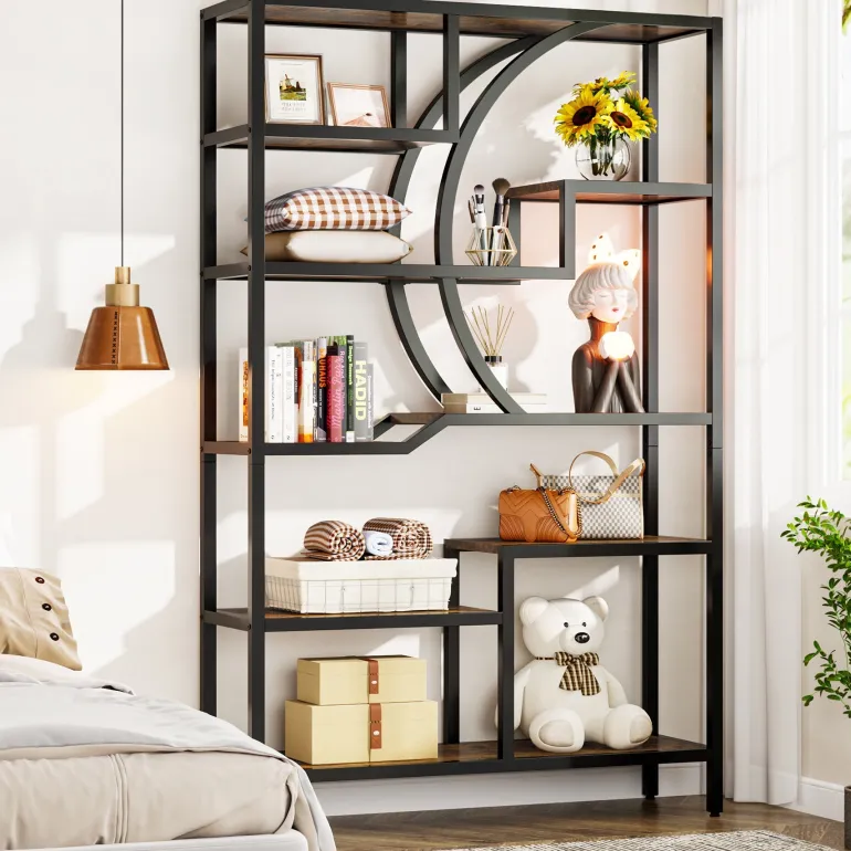 Cheap Tribesigns 69" Tall Bookshelf, Freestanding Etagere Bookcase Open Display Shelf