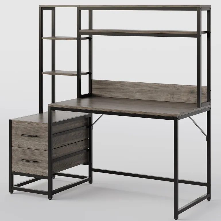 Flash Sale Tribesigns 60" Tall Computer Desk Writing Table with 2 Drawers and Storage Shelves