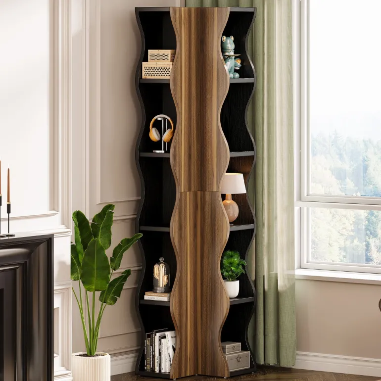 Online Tribesigns 70.8" Tall Corner Shelf, 6 - Tier Bookshelf Display Shelves Storage Organizer