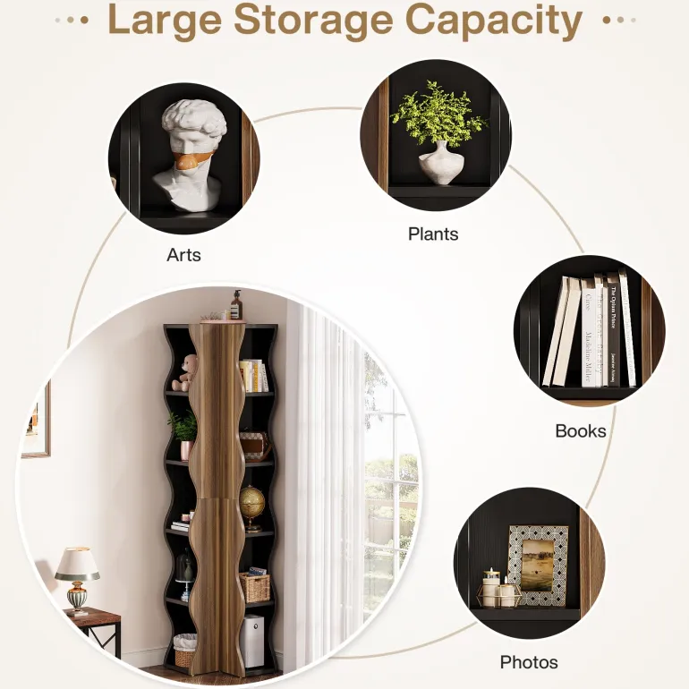 Online Tribesigns 70.8" Tall Corner Shelf, 6 - Tier Bookshelf Display Shelves Storage Organizer