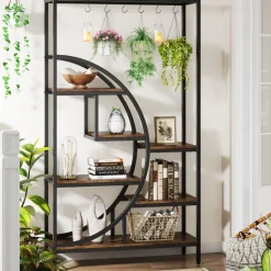 Fashion Tribesigns 70.9" Tall Plant Stand, 7 Tier Flower Pots Display Rack with 6 Hooks