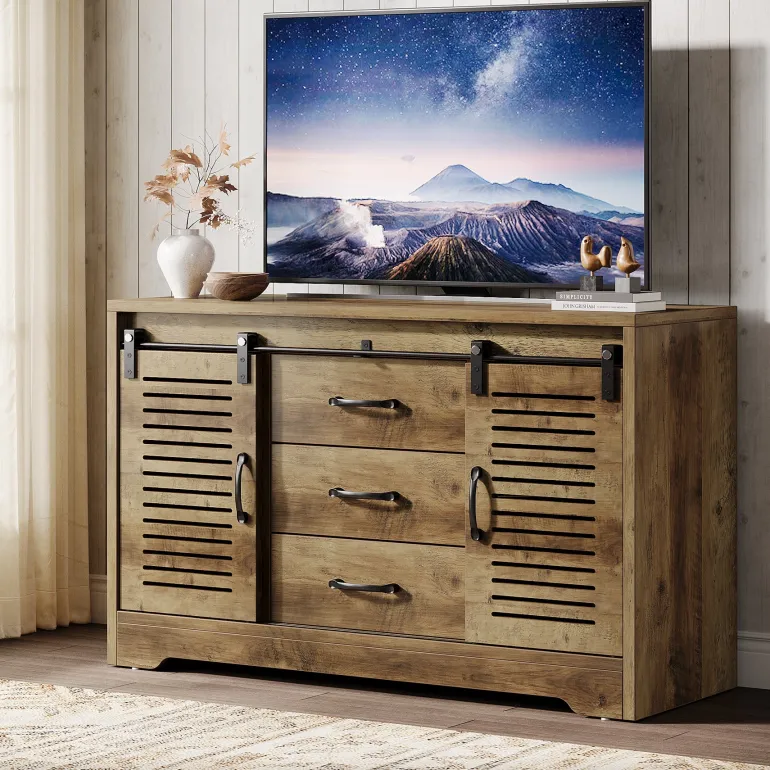 Clearance Tribesigns 47" TV Stand, Farmhouse Media Console With Storage Drawers