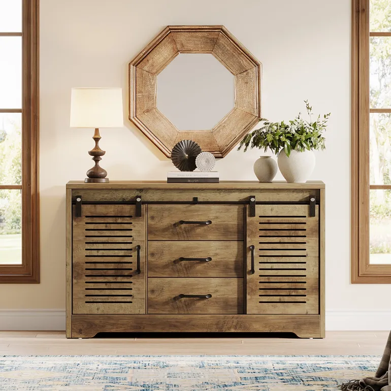 Clearance Tribesigns 47" TV Stand, Farmhouse Media Console With Storage Drawers