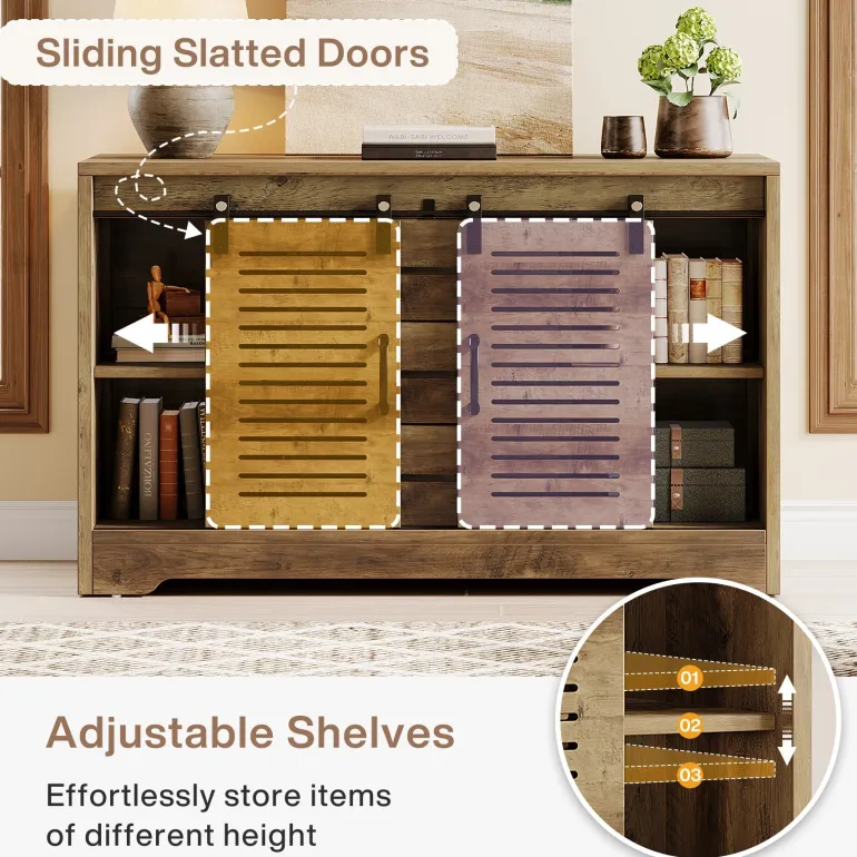 Clearance Tribesigns 47" TV Stand, Farmhouse Media Console With Storage Drawers