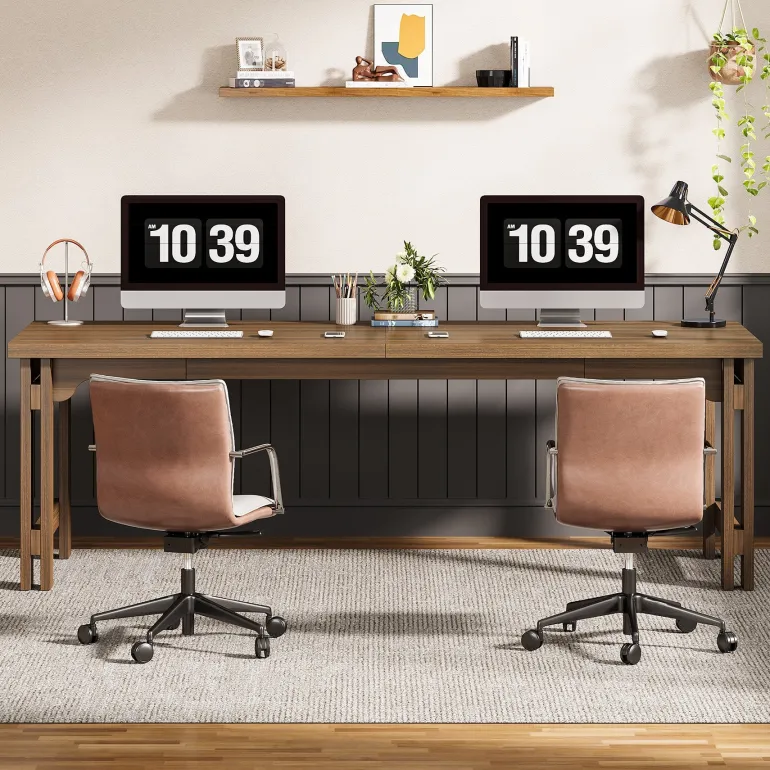 Clearance Tribesigns 79" Two - person Desk, Extra Long Office Computer Desk Workstations