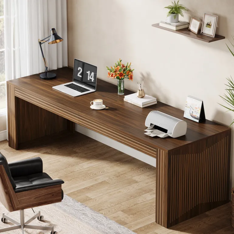 Cheap Tribesigns 79" Two Person Desk, Computer Desk Double Office Desk