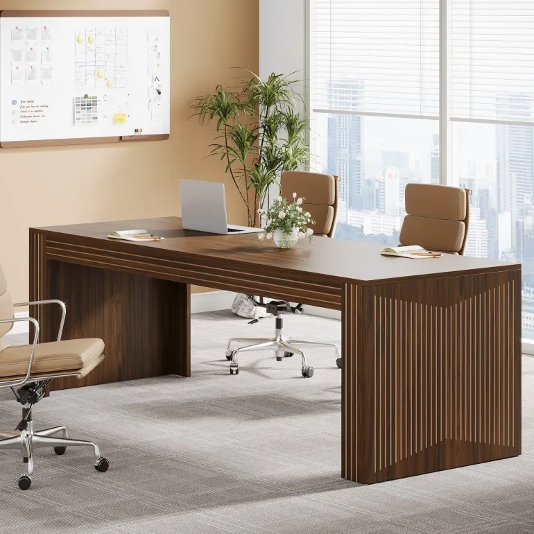 Cheap Tribesigns 79" Two Person Desk, Computer Desk Double Office Desk