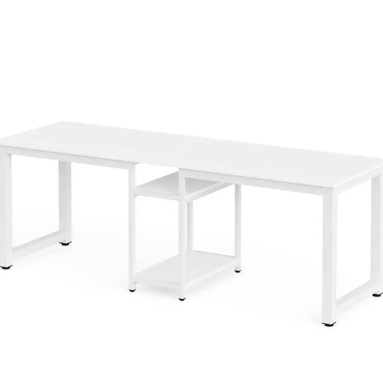 Fashion Tribesigns 78.74" Two Person Desk, Double Computer Desk with Storage Shelves