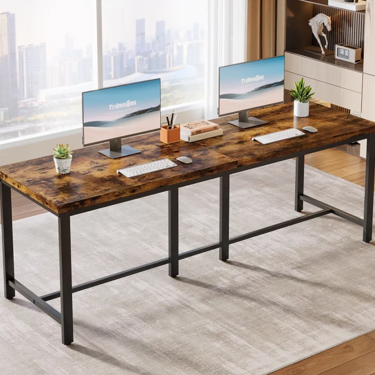 Clearance Tribesigns 78.7" Two Person Desk, Double Computer Desk Study Writing Table