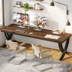 Outlet Tribesigns 78.74" Two Person Desk Industrial Double Computer Desk with Metal Frame