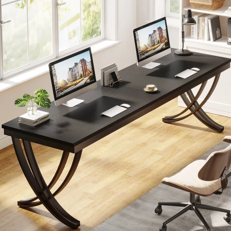 Outlet Tribesigns 78.74" Two Person Desk Industrial Double Computer Desk with Metal Frame