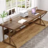 Flash Sale Tribesigns 78.74" Two Person Desk, Large Computer Desk with Storage Shelf