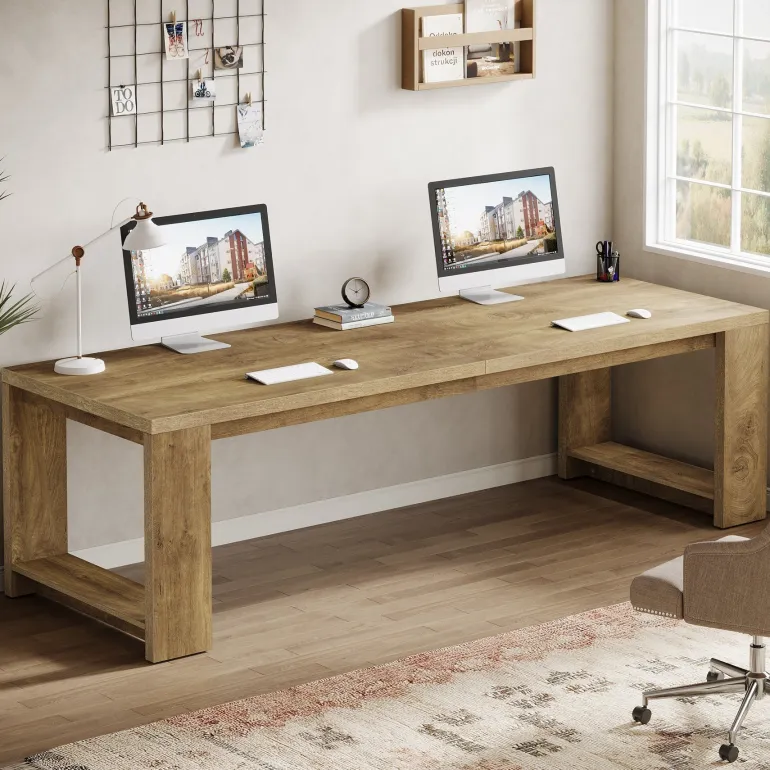 Shop Tribesigns 86" Two Person Desk, Long Computer Desk Conference Table
