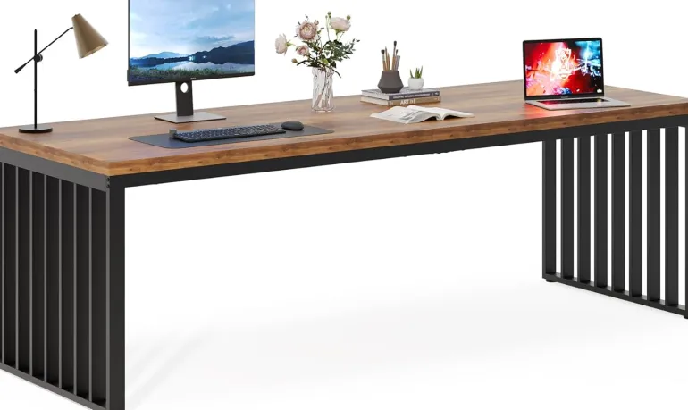 Best Sale Tribesigns 78.74" Two Person Desk, Long Executive Desk Double Computer Desk