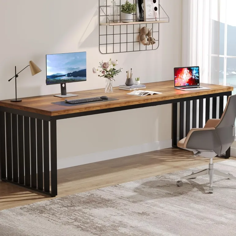 Best Sale Tribesigns 78.74" Two Person Desk, Long Executive Desk Double Computer Desk