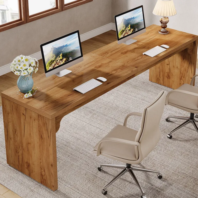 Best Tribesigns 78.7" Two Person Desk, Wood Long Computer Desk Double Desk