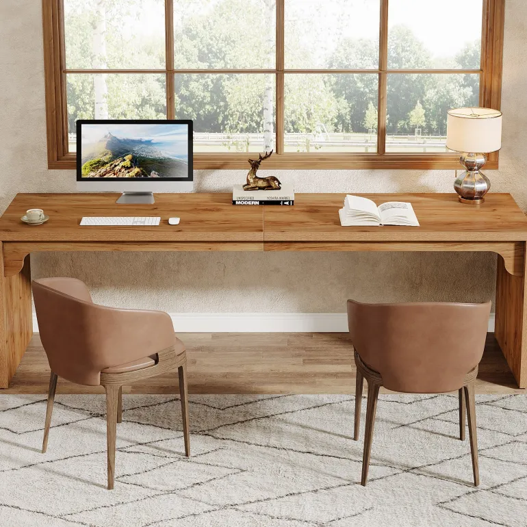 Best Tribesigns 78.7" Two Person Desk, Wood Long Computer Desk Double Desk