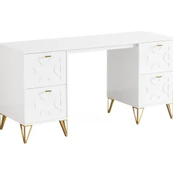 Flash Sale Tribesigns 59" White Computer Desk with File Drawers, Wood Executive Desk for Home Office
