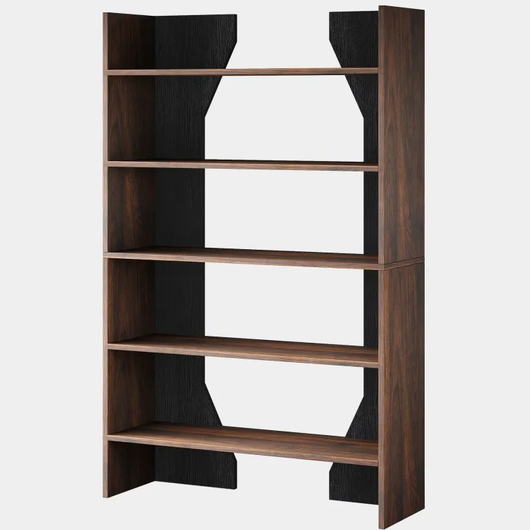 Hot Tribesigns 67" Wood Bookshelf, 5 - Tier Bookcase Etagere Display Rack with Open Storage Shelves