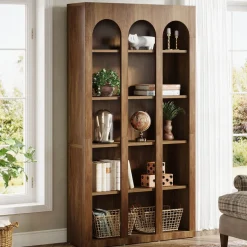 Store Tribesigns 70.8" Wood Bookshelf, 5 - Tier Rustic Bookcase Display Storage Shelving Unit