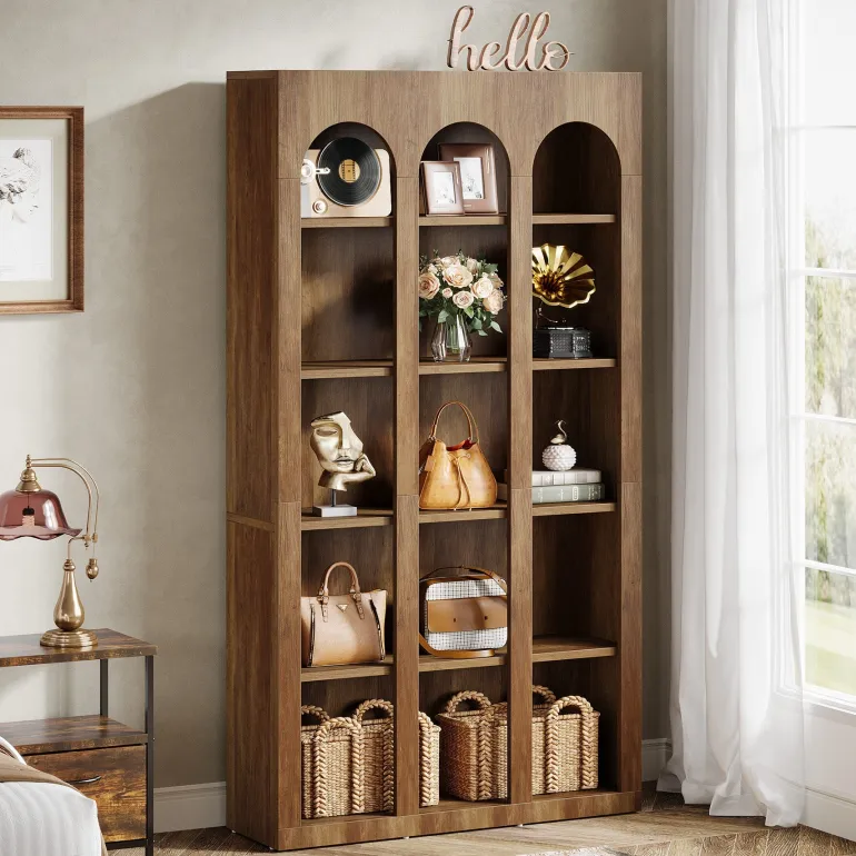 Store Tribesigns 70.8" Wood Bookshelf, 5 - Tier Rustic Bookcase Display Storage Shelving Unit
