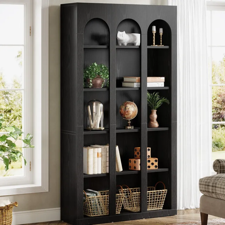 Store Tribesigns 70.8" Wood Bookshelf, 5 - Tier Rustic Bookcase Display Storage Shelving Unit