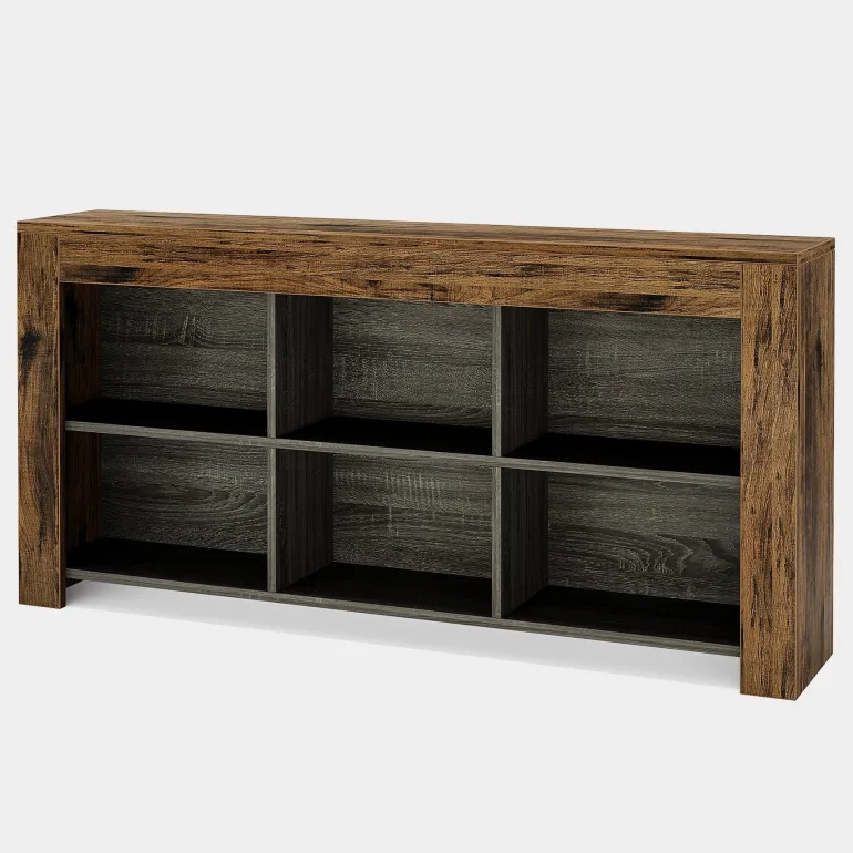 New Tribesigns 63" Wood Bookshelf, Horizontal Bookcase Storage Display Shelf