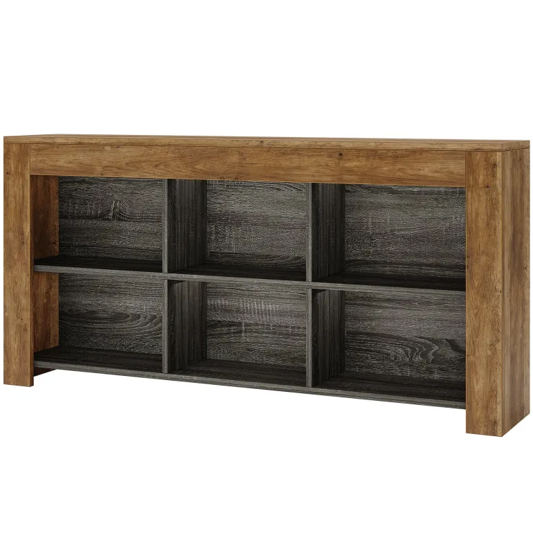 New Tribesigns 63" Wood Bookshelf, Horizontal Bookcase Storage Display Shelf