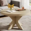 Fashion Tribesigns 31.5" Wood Coffee Table, Round Center Table With Double X - Shaped Base