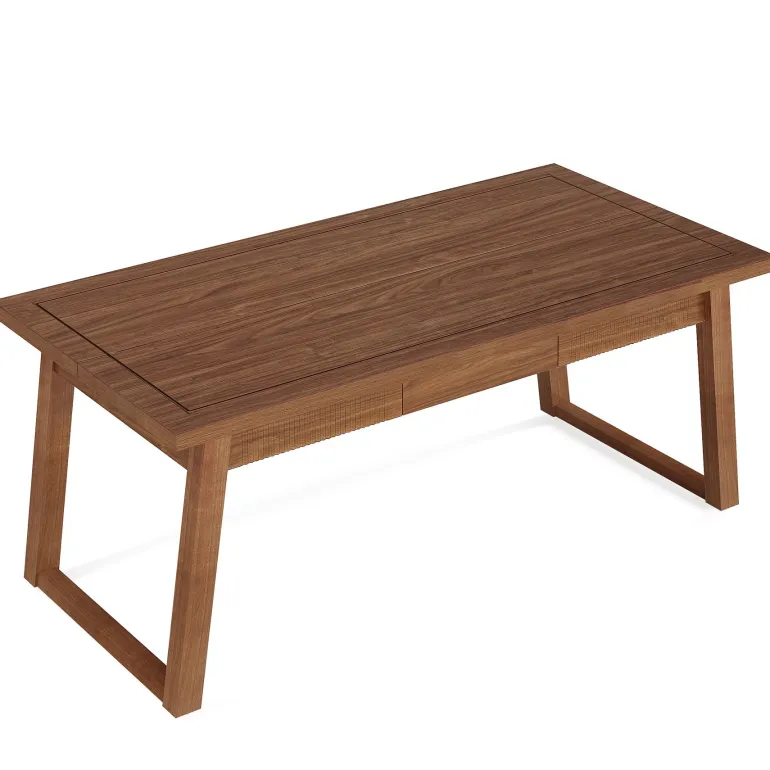 Online Tribesigns 55" Wood Computer Desk, Mid - Century Modern Study Writing Table with Drawer