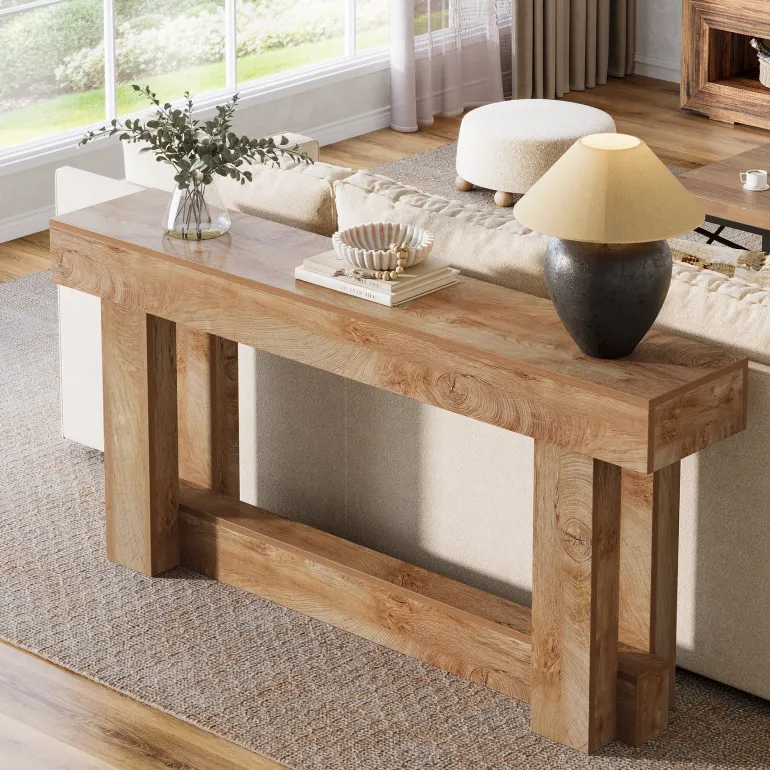 Best Sale Tribesigns 63" Wood Console Table, 2 - Tier Farmhouse Entryway Table