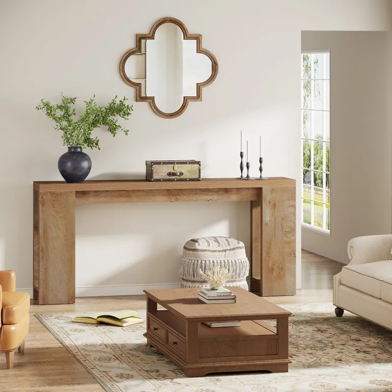 Store Tribesigns 70.9" Wood Console Table, Farmhouse Sofa Table Entryway Table
