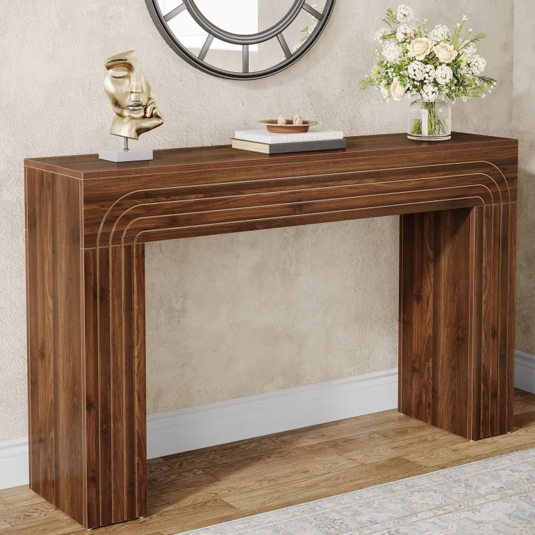 Store Tribesigns 55" Wood Console Table, Farmhouse Sofa Table Hallway Table
