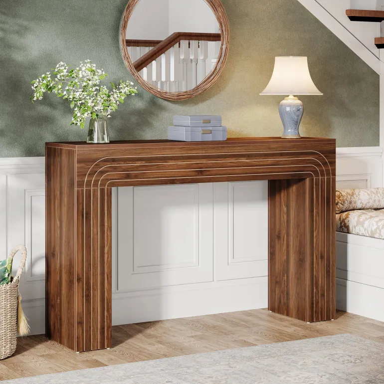 Store Tribesigns 55" Wood Console Table, Farmhouse Sofa Table Hallway Table
