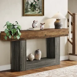 Sale Tribesigns 63" Wood Console Table, Farmhouse 2 - Tier Sofa Table Entryway Table