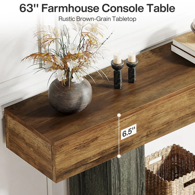 Sale Tribesigns 63" Wood Console Table, Farmhouse 2 - Tier Sofa Table Entryway Table