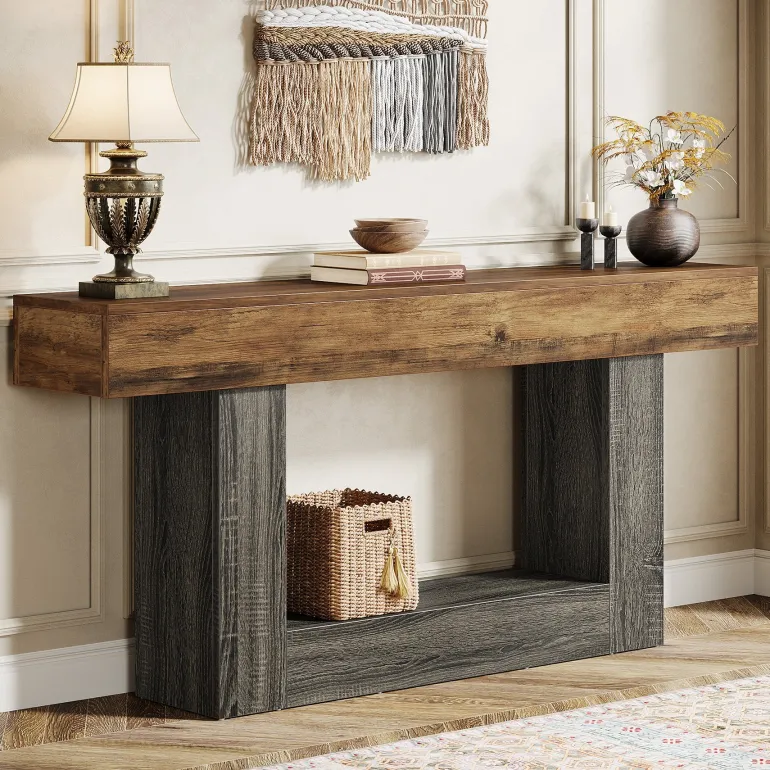 Sale Tribesigns 63" Wood Console Table, Farmhouse 2 - Tier Sofa Table Entryway Table