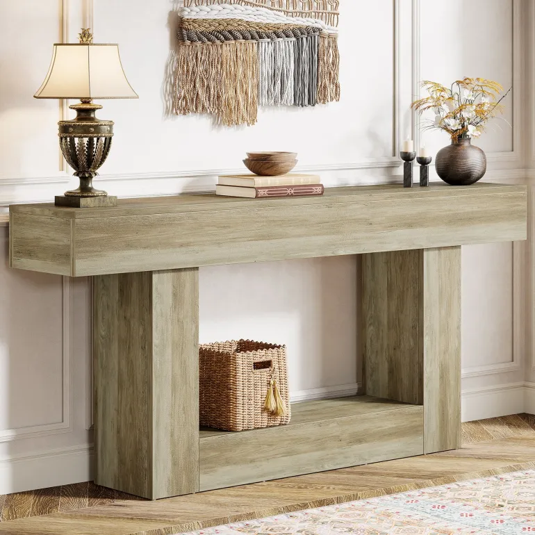 Sale Tribesigns 63" Wood Console Table, Farmhouse 2 - Tier Sofa Table Entryway Table
