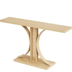 Best Sale Tribesigns 55.12" Wood Console Table, Traditional Sofa Table Entryway Table