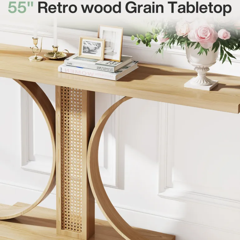 Best Sale Tribesigns 55.12" Wood Console Table, Traditional Sofa Table Entryway Table