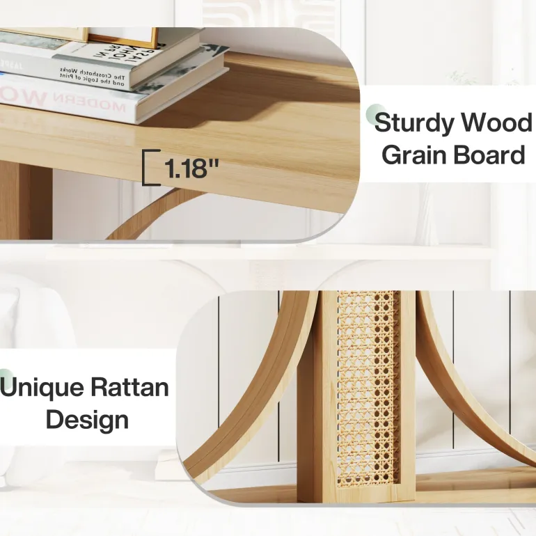 Best Sale Tribesigns 55.12" Wood Console Table, Traditional Sofa Table Entryway Table
