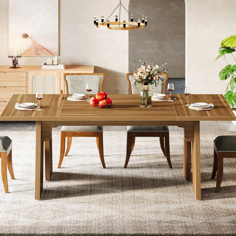 Sale Tribesigns 71" Wood Dining Table, Farmhouse Kitchen Table for 6 People