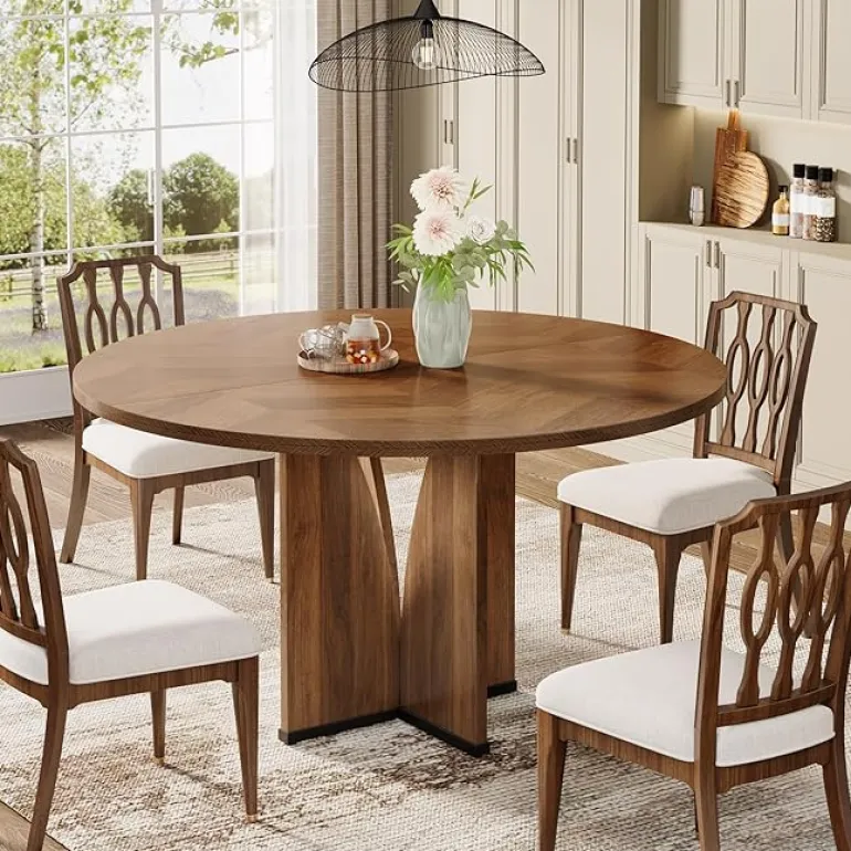 Cheap Tribesigns 39" Wood Dining Table, Farmhouse Kitchen Table for 4 People